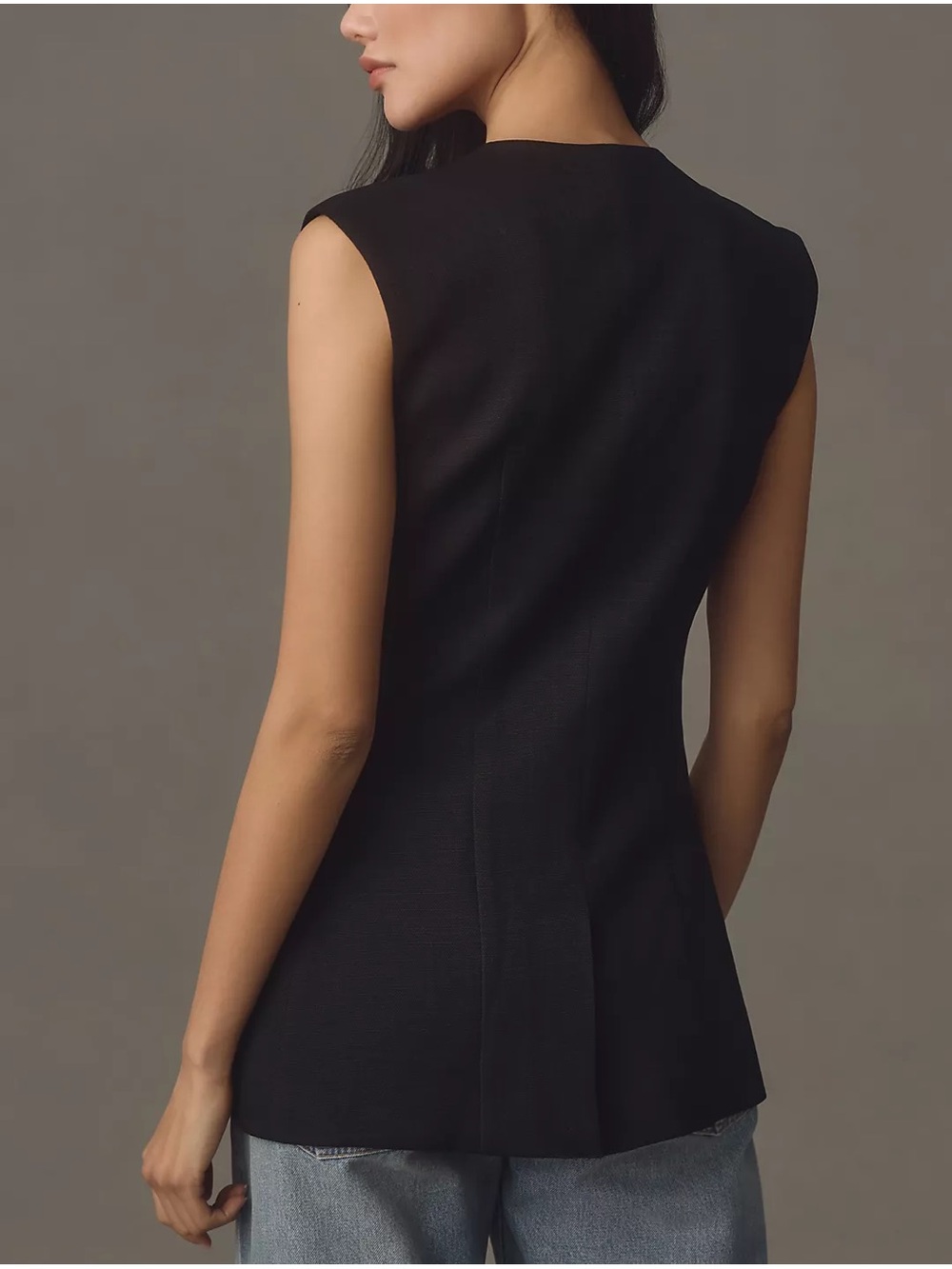 Anthropologie Endless Rose Strong-Shoulder Vest black gold size small - Picture 2 of 8
